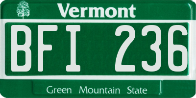 VT license plate BFI236