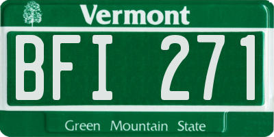 VT license plate BFI271