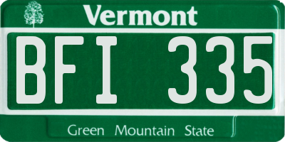 VT license plate BFI335