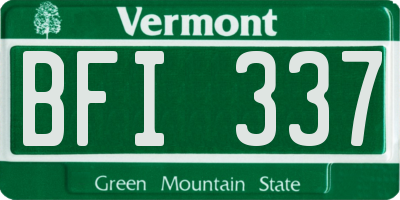 VT license plate BFI337