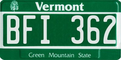 VT license plate BFI362