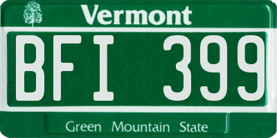 VT license plate BFI399