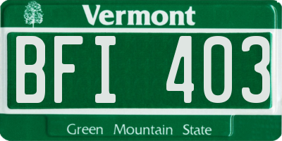 VT license plate BFI403