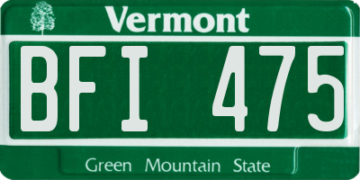 VT license plate BFI475
