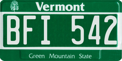 VT license plate BFI542