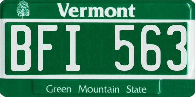 VT license plate BFI563