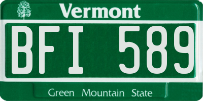 VT license plate BFI589