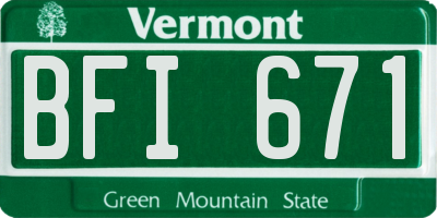 VT license plate BFI671