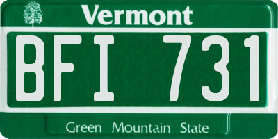 VT license plate BFI731