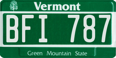 VT license plate BFI787