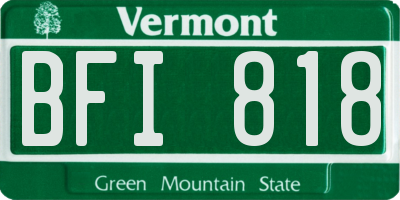 VT license plate BFI818