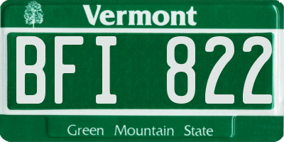 VT license plate BFI822