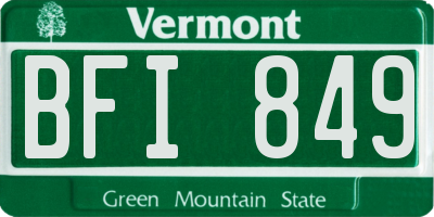 VT license plate BFI849
