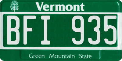 VT license plate BFI935