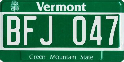 VT license plate BFJ047
