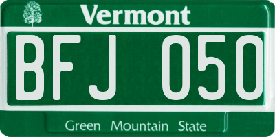 VT license plate BFJ050