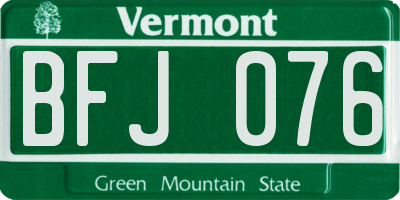 VT license plate BFJ076