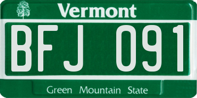 VT license plate BFJ091