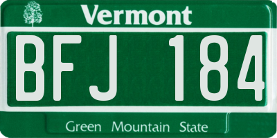 VT license plate BFJ184
