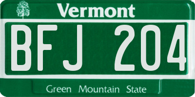 VT license plate BFJ204