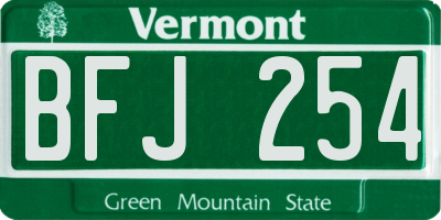 VT license plate BFJ254