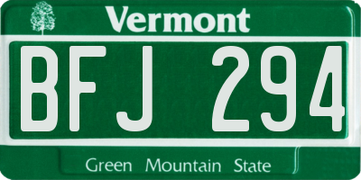 VT license plate BFJ294