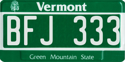 VT license plate BFJ333