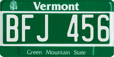 VT license plate BFJ456