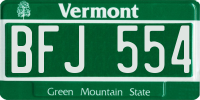 VT license plate BFJ554