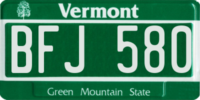 VT license plate BFJ580