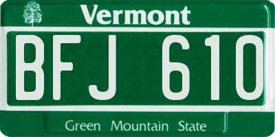 VT license plate BFJ610