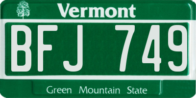 VT license plate BFJ749