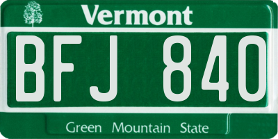 VT license plate BFJ840