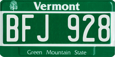 VT license plate BFJ928