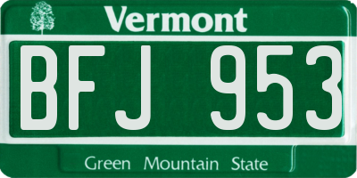 VT license plate BFJ953