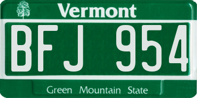 VT license plate BFJ954
