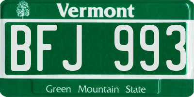 VT license plate BFJ993