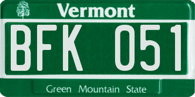 VT license plate BFK051