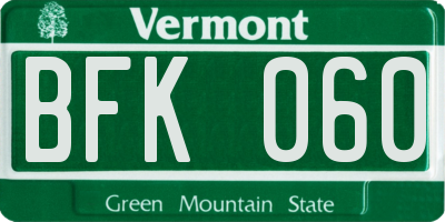 VT license plate BFK060