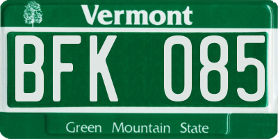 VT license plate BFK085
