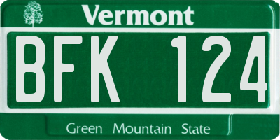 VT license plate BFK124