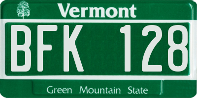 VT license plate BFK128
