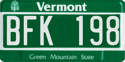 VT license plate BFK198