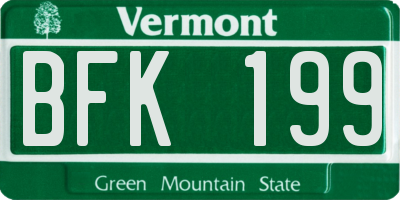 VT license plate BFK199