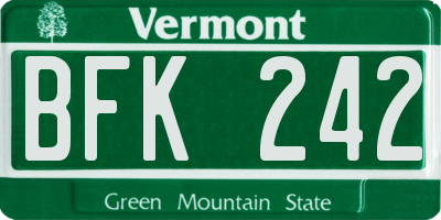 VT license plate BFK242