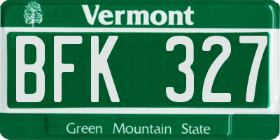 VT license plate BFK327
