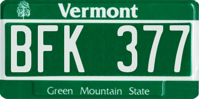 VT license plate BFK377