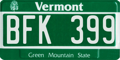 VT license plate BFK399