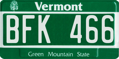 VT license plate BFK466
