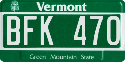 VT license plate BFK470